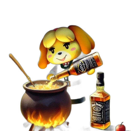 food, animal, 3d render, concept art, fire, animated, dog, wearing transparent PNG cut-out
