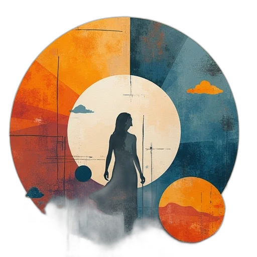 umbrella, mask, concept art, watercolor, fantasy art, anime, sunset, outer space transparent PNG cut-out