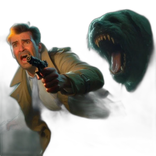 creature, animal, weapon, jacket, concept art, comic book art, photorealistic, 3d render transparent PNG cut-out