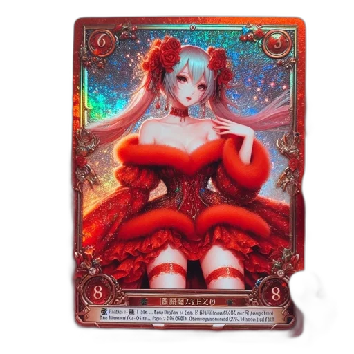 fantasy art, concept art, anime, red, illustration, girl, gown, holds transparent PNG cut-out