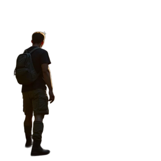 jacket, staff, weapon, robot transparent PNG cut-out