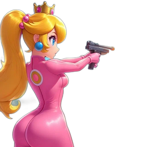 weapon, concept art, 3d render, vaporwave, animated, woman, long, blond transparent PNG cut-out