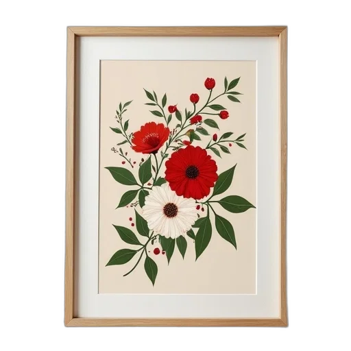 flower, jewelry, crown, watercolor, photorealistic, red, framed, painting transparent PNG cut-out