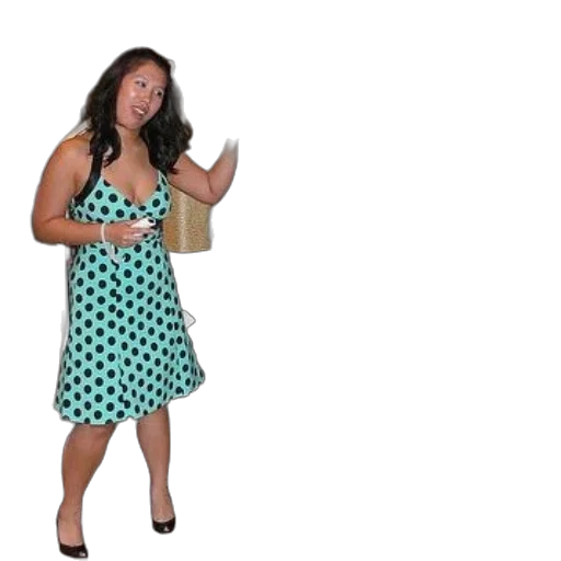 dress, staff, 3d render, woman, polka, dot, stands, next transparent PNG cut-out
