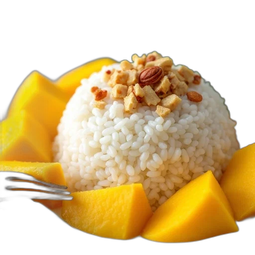 food, photorealistic, close-up, image, dish, containing, white, rice transparent PNG cut-out