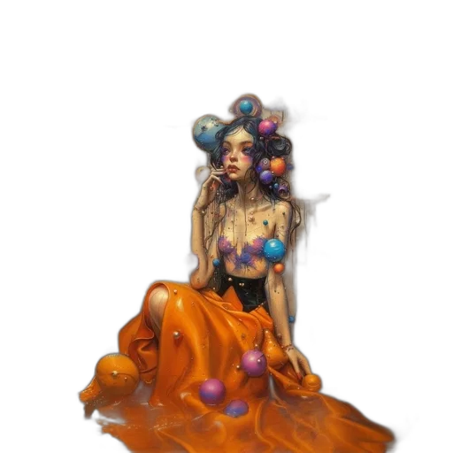 dress, crown, jewelry, creature, concept art, fantasy art, pixel art, oil painting transparent PNG cut-out