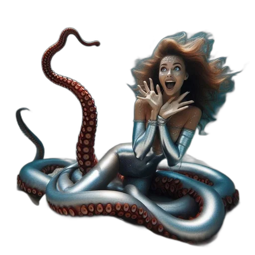 creature, animal, concept art, fantasy art, comic book art, pixel art, underwater, woman transparent PNG cut-out