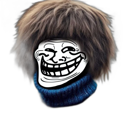 hat, mask, hair, face, photorealistic, cartoon, 3d render, individual transparent PNG cut-out