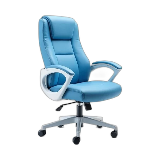 furniture, 3d render, blue, modern, adjustable, ergonomic, office, chair transparent PNG cut-out