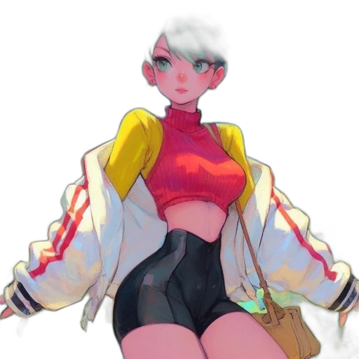 jacket, dress, staff, robot, concept art, pixel art, 3d render, cyberpunk transparent PNG cut-out