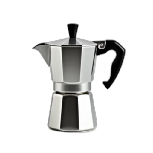 staff, 3d render, photorealistic, shiny, silver, coffee, pot, black transparent PNG cut-out