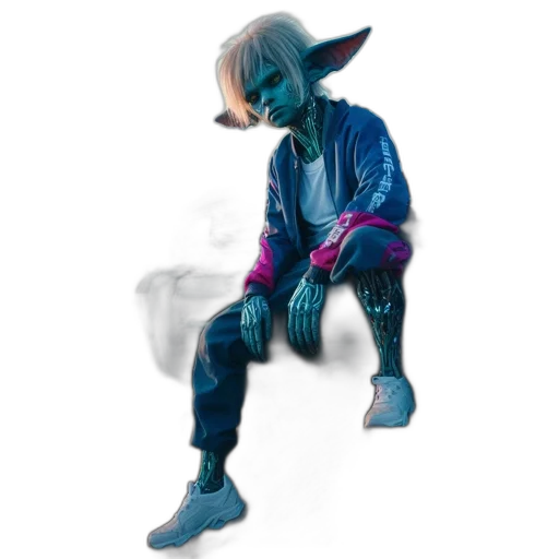 jacket, creature, robot, mask, concept art, 3d render, vaporwave, fantasy art transparent PNG cut-out