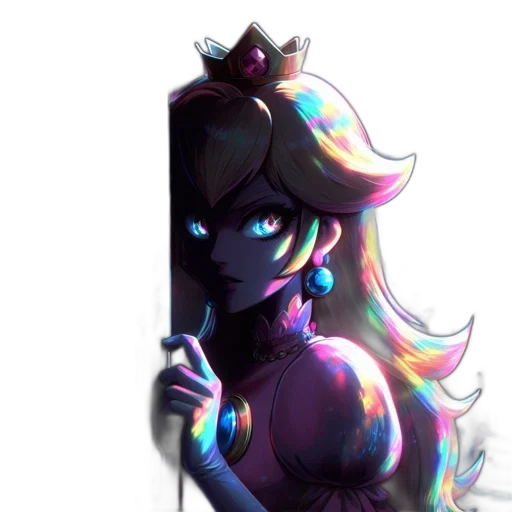 crown, dress, staff, robot, pixel art, concept art, vaporwave, fantasy art transparent PNG cut-out