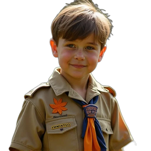 staff, jacket, crown, weapon, photorealistic, oil painting, cub, scout transparent PNG cut-out