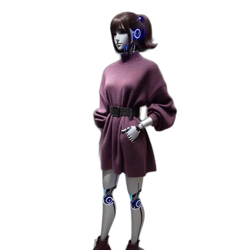 robot, mask, dress, jacket, concept art, 3d render, cyberpunk, vaporwave transparent PNG cut-out