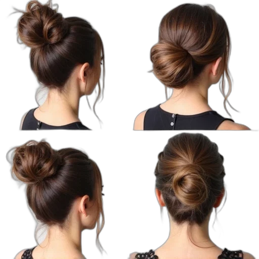 hair, jewelry, photorealistic, dark, earth tones, collage, four, images transparent PNG cut-out