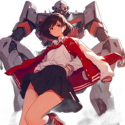 robot, weapon, jacket, sword, anime, concept art, pixel art, fantasy art transparent PNG cut-out