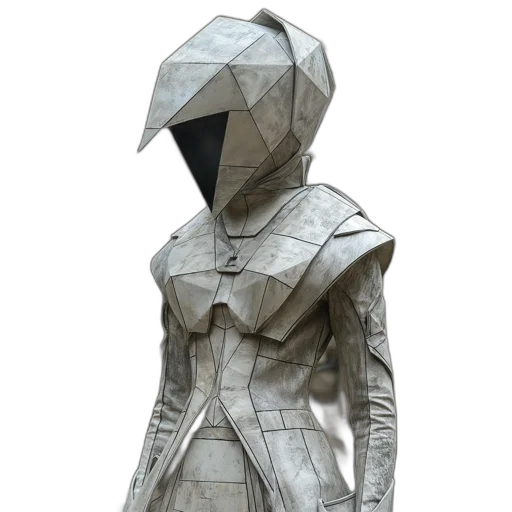 jacket, dress, robot, mask, concept art, 3d render, cyberpunk, fantasy art transparent PNG cut-out