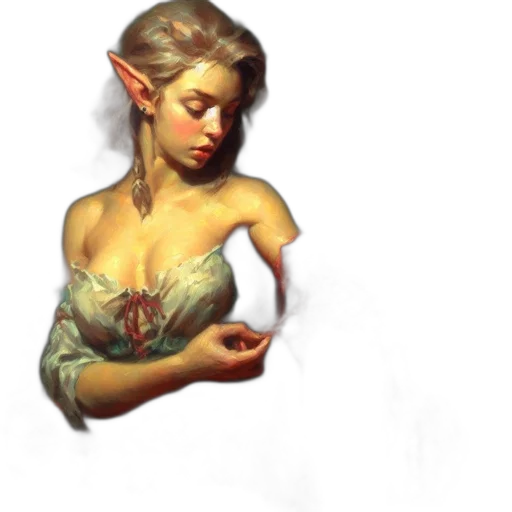 jewelry, dress, face, fantasy art, concept art, pixel art, oil painting, fire transparent PNG cut-out