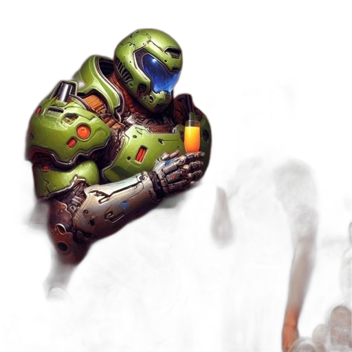 robot, weapon, concept art, 3d render, fantasy art, photorealistic, outer space, green transparent PNG cut-out