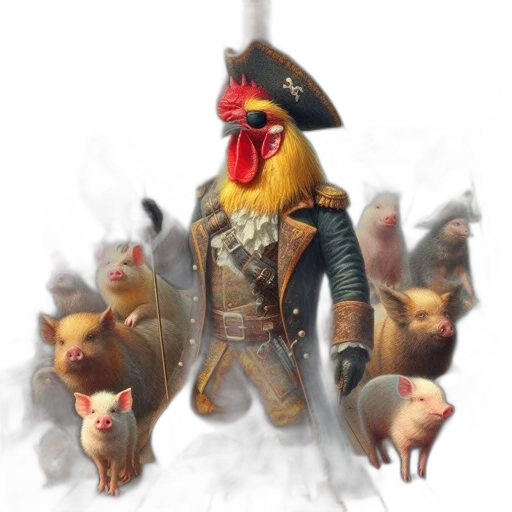 animal, mask, jacket, weapon, concept art, 3d render, fantasy art, photorealistic transparent PNG cut-out