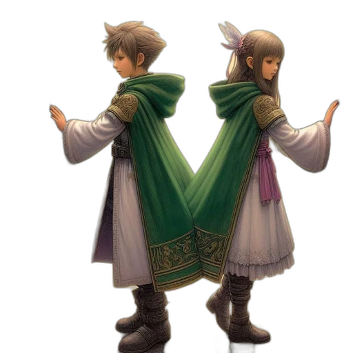 jacket, sword, staff, dress, concept art, fantasy art, pixel art, 3d render transparent PNG cut-out