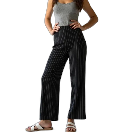 monochrome, woman, standing, her, hands, hips, wearing, grey transparent PNG cut-out