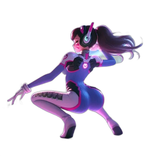 robot, dress, weapon, concept art, 3d render, vaporwave, anime, neon lights transparent PNG cut-out