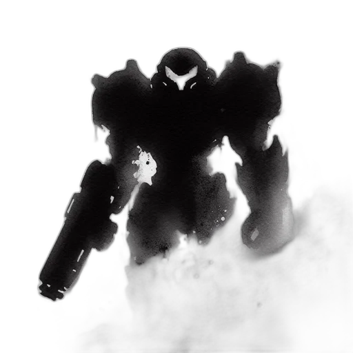 robot, weapon, mask, face, concept art, comic book art, 3d render, fantasy art transparent PNG cut-out