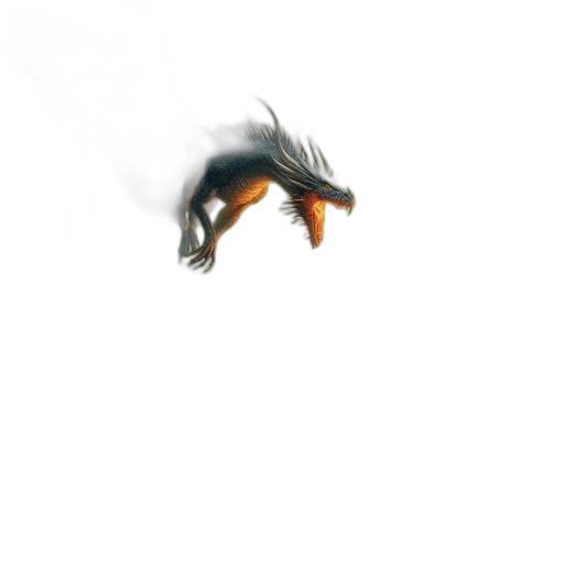 dragon, creature, animal, hair, concept art, 3d render, photorealistic, pixel art transparent PNG cut-out