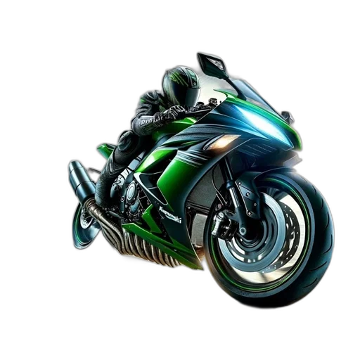 weapon, 3d render, photorealistic, concept art, comic book art, green, rider, speeds transparent PNG cut-out