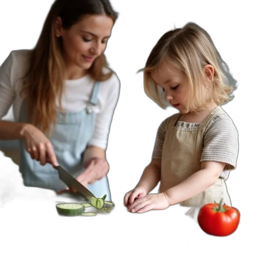 food, staff, photorealistic, green, young, girl, chopping, vegetables transparent PNG cut-out
