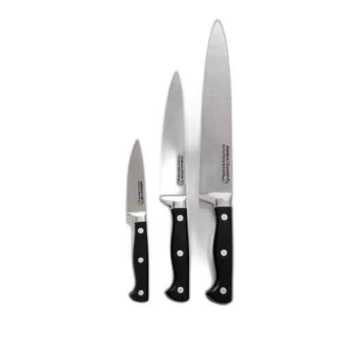 weapon, 3d render, set, three, knives, gift, label, displayed transparent PNG cut-out
