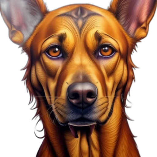 animal, face, staff, photorealistic, oil painting, concept art, watercolor, golden transparent PNG cut-out