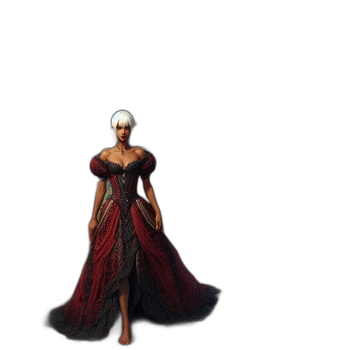 dress, staff, crown, sword, concept art, 3d render, fantasy art, pixel art transparent PNG cut-out