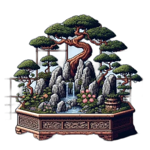 tree, furniture, crown, dragon, pixel art, concept art, fantasy art, 3d render transparent PNG cut-out