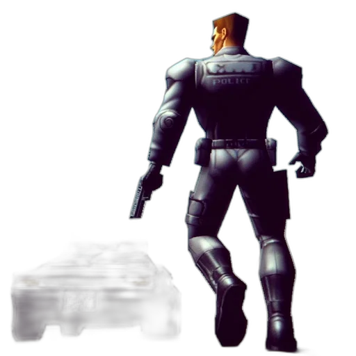 robot, weapon, jacket, concept art, 3d render, pixel art, comic book art, outer space transparent PNG cut-out
