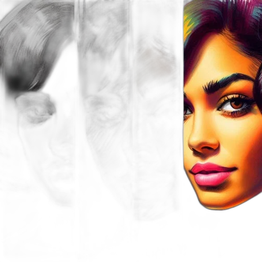 face, photorealistic, concept art, comic book art, fantasy art, colorful, pastel, neon transparent PNG cut-out