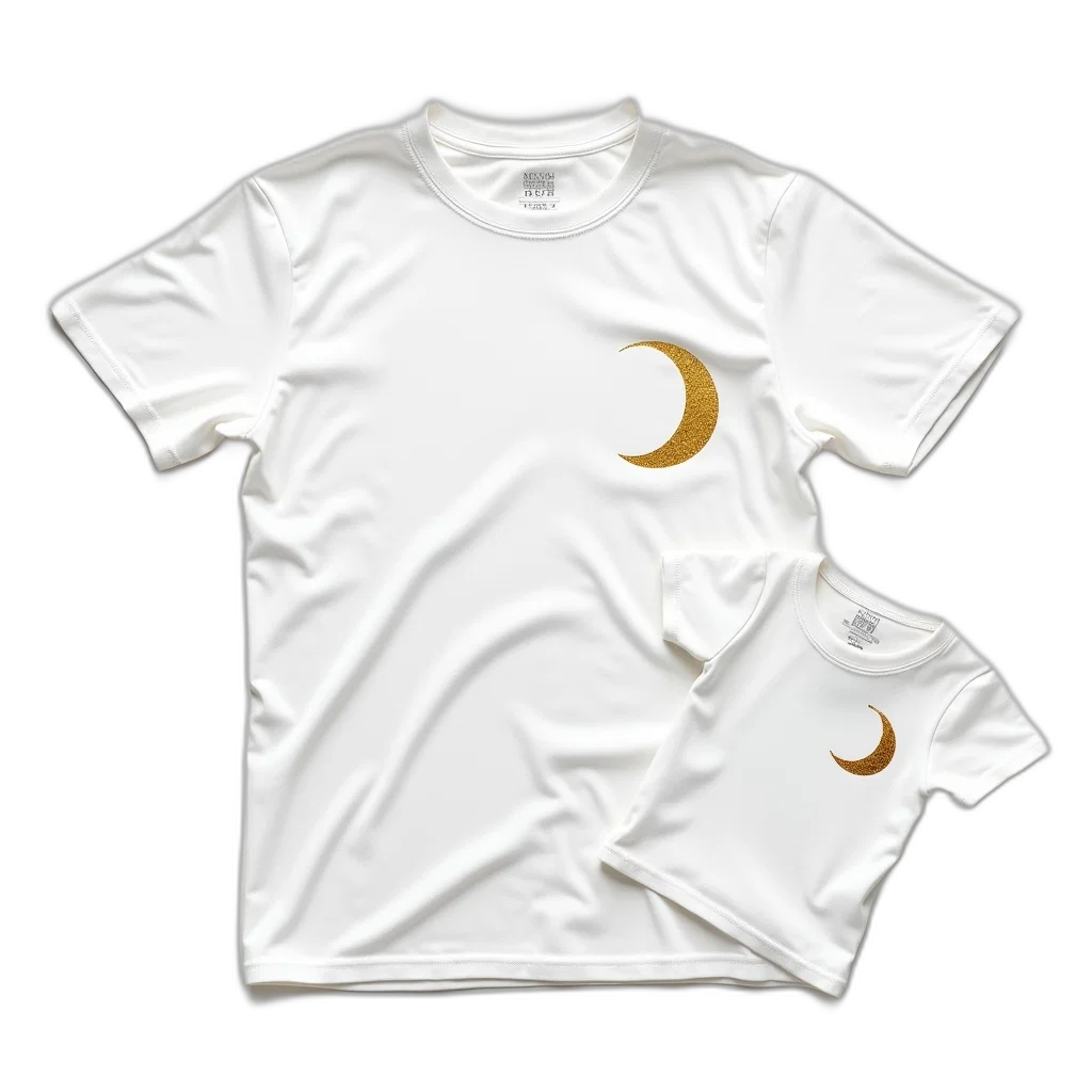 3d render, outer space, monochrome, golden, dark, white, t-shirt, crescent transparent PNG cut-out