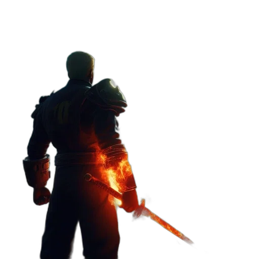 sword, weapon, staff, jacket, concept art, 3d render, fantasy art, pixel art transparent PNG cut-out