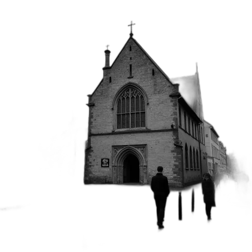 building, staff, photorealistic, 3d render, concept art, pencil sketch, city street, fog transparent PNG cut-out