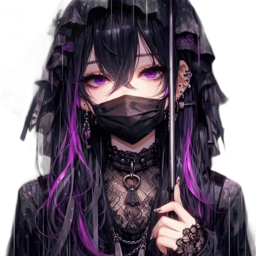 mask, weapon, umbrella, sword, anime, cyberpunk, pixel art, fantasy art transparent PNG cut-out
