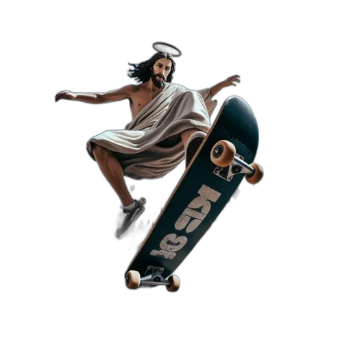 concept art, comic book art, cartoon, fantasy art, unusual, statue, performs, skateboard transparent PNG cut-out