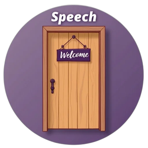 3d render, stylized, illustration, wooden, door, welcome, sign, attached transparent PNG cut-out
