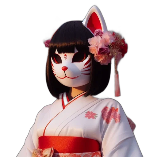 mask, staff, animal, creature, 3d render, anime, concept art, pixel art transparent PNG cut-out