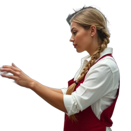 staff, jacket, jewelry, dress, concept art, photorealistic, woman, blonde transparent PNG cut-out