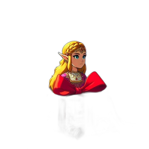 crown, jewelry, staff, dress, pixel art, 3d render, concept art, fantasy art transparent PNG cut-out