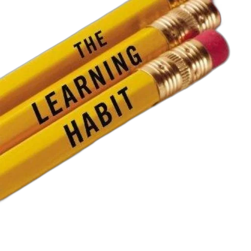 learning, habit, book, cover, featuring, yellow, pencils, black transparent PNG cut-out