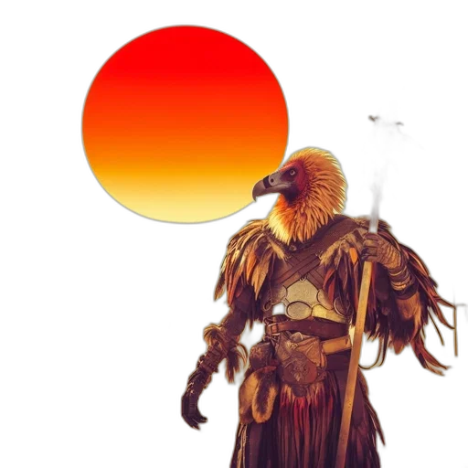 mask, concept art, fantasy art, comic book art, watercolor, sunset, fire, golden transparent PNG cut-out