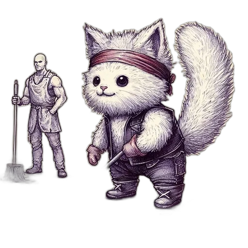 staff, sword, weapon, animal, concept art, fantasy art, pixel art, comic book art transparent PNG cut-out
